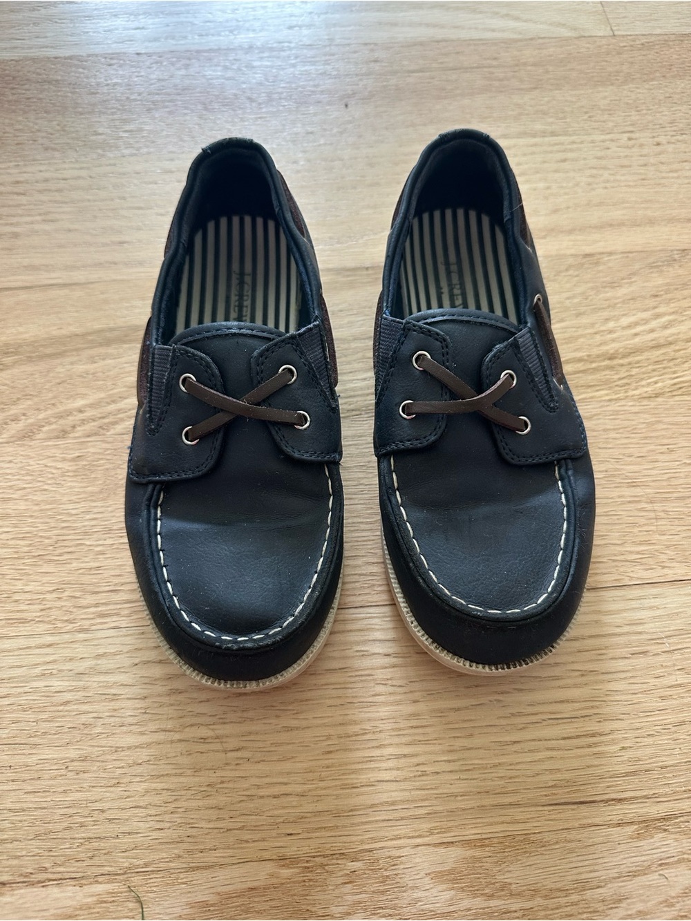 J. Crew Kids Navy Blue and Brown Lace-Top Boat Shoes